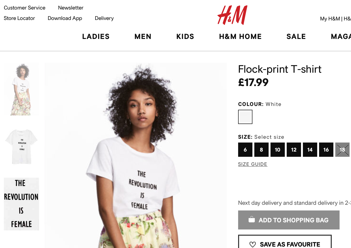 H&M The Revolution is Female T-shirt